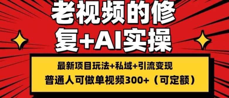 修复老视频的玩法，搬砖+引流的变现(可持久)，单条收益300+【揭秘】-云商网创