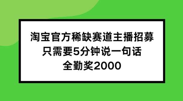 淘宝官方稀缺赛道主播招募 ，只需要5分钟说一句话， 全勤奖2000【揭秘】-云商网创