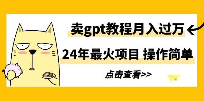 （9180期）24年最火项目，卖gpt教程月入过万，操作简单-云商网创