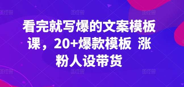 看完就写爆的文案模板课，20+爆款模板  涨粉人设带货-云商网创
