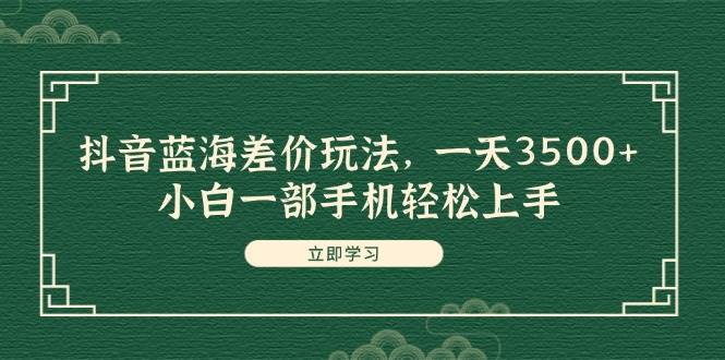 抖音蓝海差价玩法，一天3500+，小白一部手机轻松上手-云商网创