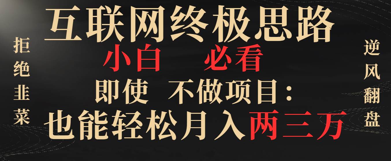 （8619期）互联网终极思路，小白必看，即使不做项目也能轻松月入两三万，拒绝韭菜…-云商网创