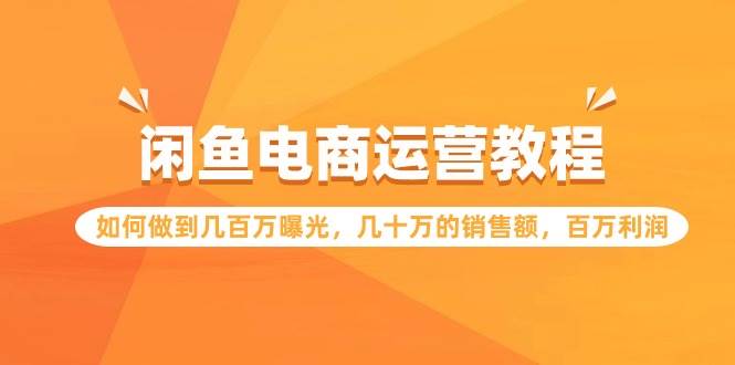 闲鱼电商运营教程：如何做到几百万曝光，几十万的销售额，百万利润-云商网创