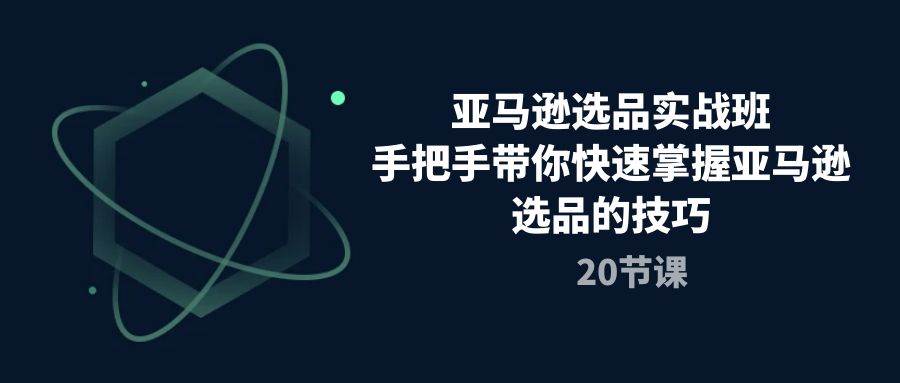 （10533期）亚马逊选品实战班，手把手带你快速掌握亚马逊选品的技巧（20节课）-云商网创