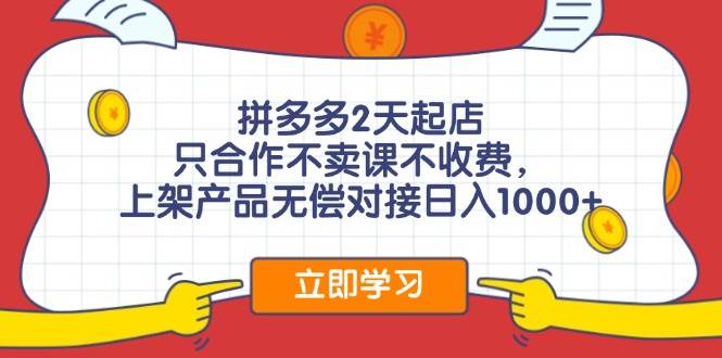 拼多多0成本开店，只合作不卖课不收费，0成本尝试，日赚千元+-云商网创