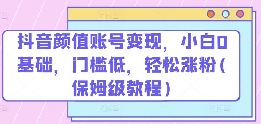 抖音颜值账号变现，小白0基础，门槛低，​轻松涨粉(保姆级教程)【揭秘】-云商网创