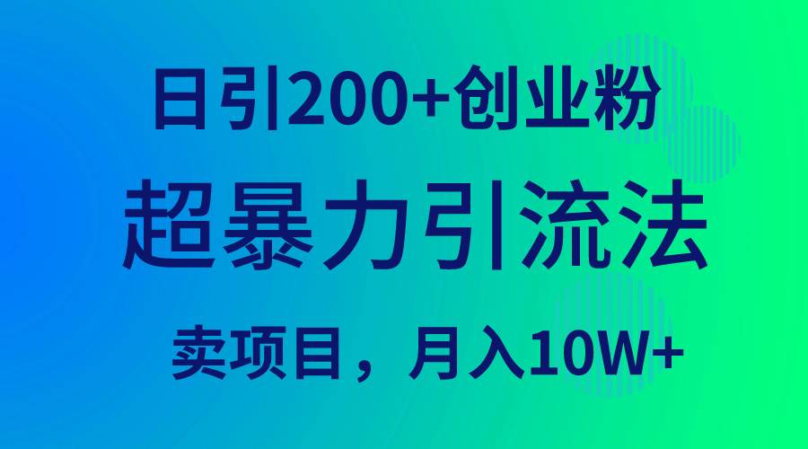 超暴力引流法，日引200+创业粉，卖项目月入10W+-云商网创