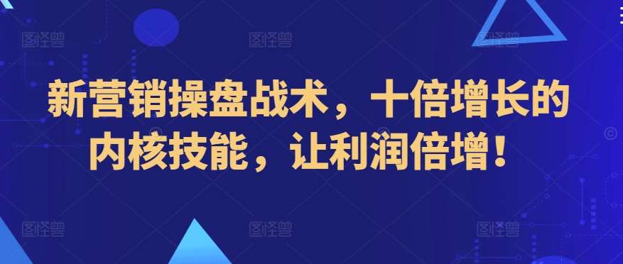 新营销操盘战术，十倍增长的内核技能，让利润倍增！-云商网创