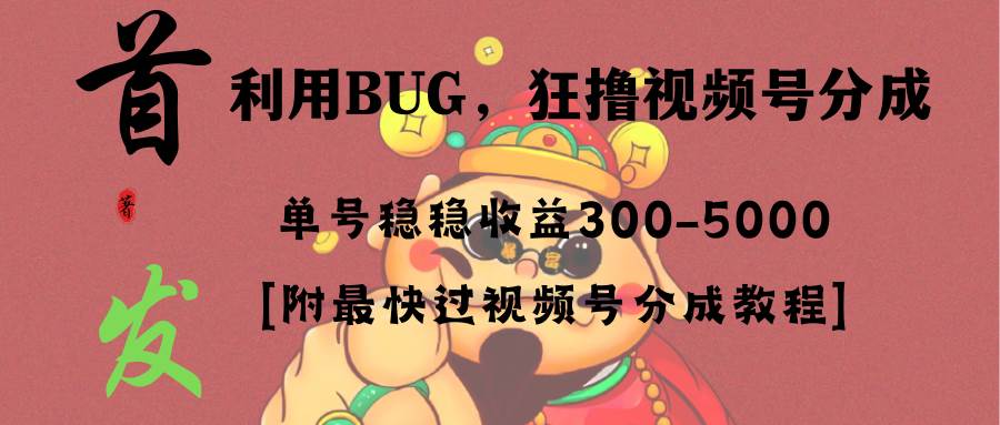 （8549期）全网独家首发，视频号BUG，超短期项目，单号每日净收益300-5000！-云商网创