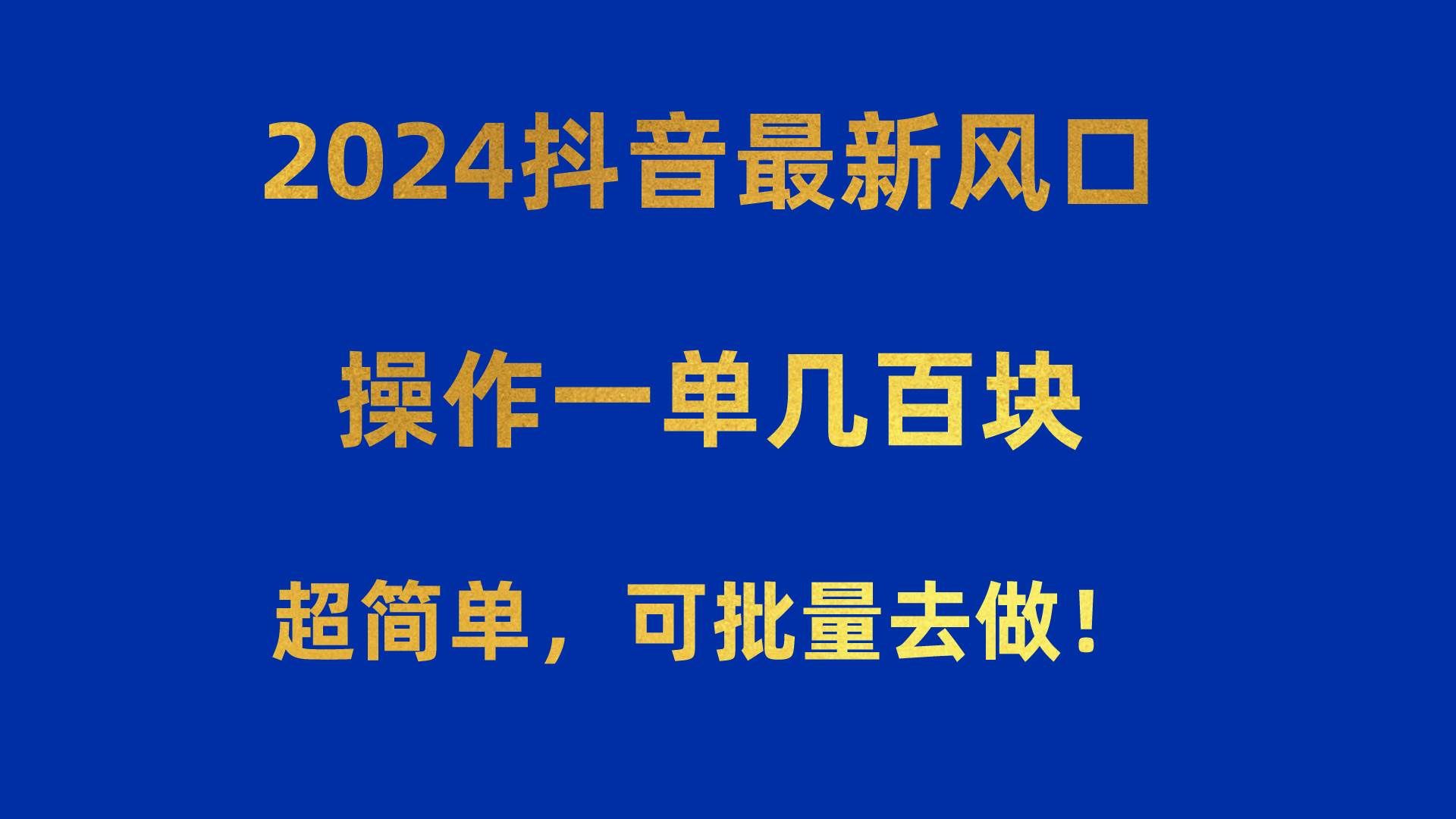 （10413期）2024抖音最新风口！操作一单几百块！超简单，可批量去做！！！-云商网创