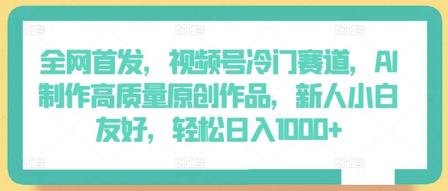 全网首发，视频号冷门赛道，AI制作高质量原创作品，新人小白友好，轻松日入1000+【揭秘】-云商网创