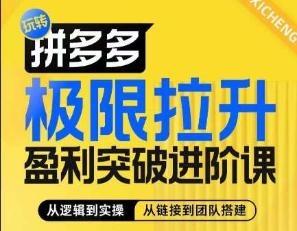 拼多多极限拉升盈利突破进阶课，​从算法到玩法，从玩法到团队搭建，体系化系统性帮助商家实现利润提升-云商网创