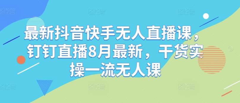 最新抖音快手无人直播课，钉钉直播8月最新，干货实操一流无人课-云商网创