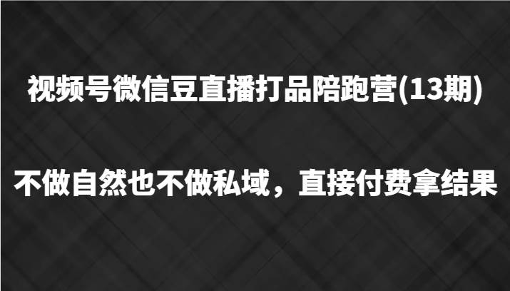 视频号微信豆直播打品陪跑(13期)，不做不自然流不做私域，直接付费拿结果-云商网创