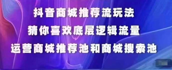 抖音商城运营课程，猜你喜欢入池商城搜索商城推荐人群标签覆盖-云商网创