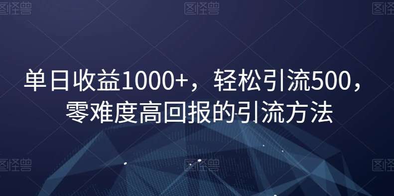 单日收益1000+，轻松引流500，零难度高回报的引流方法【揭秘】-云商网创