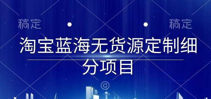 淘宝蓝海无货源定制细分项目，从0到起店实操全流程【揭秘】-云商网创