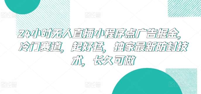 24小时无人直播小程序点广告掘金，冷门赛道，起好猛，独家最新防封技术，长久可做【揭秘】-云商网创