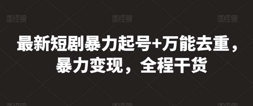 最新短剧暴力起号+万能去重，暴力变现，全程干货【揭秘】-云商网创