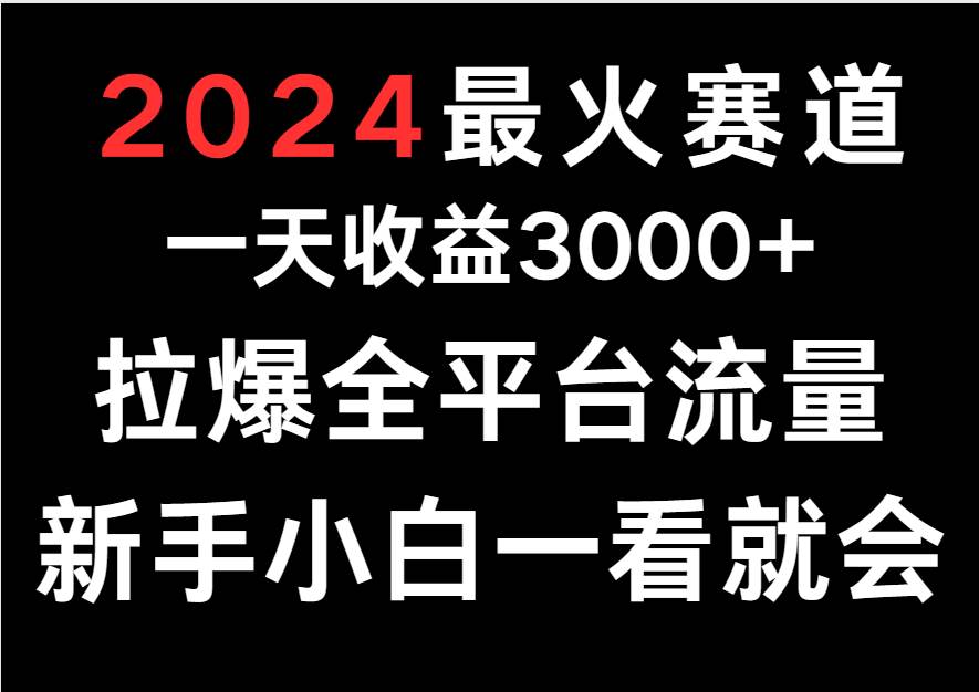 2024最火赛道，一天收一3000+.拉爆全平台流量，新手小白一看就会-云商网创