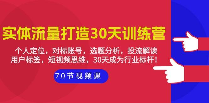 （9782期）实体-流量打造-30天训练营：个人定位，对标账号，选题分析，投流解读-70节-云商网创