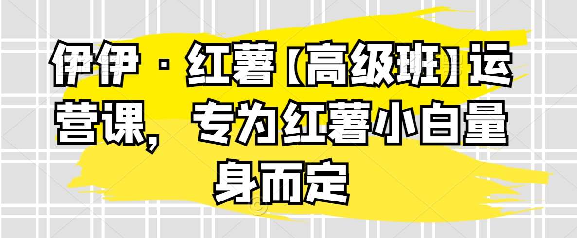 伊伊·红薯【高级班】运营课，专为红薯小白量身而定-云商网创