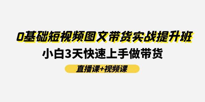 0基础短视频图文带货实战提升班，小白3天快速上手做带货(直播课+视频课)-云商网创