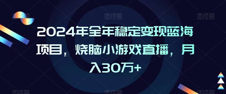 2024年全年稳定变现蓝海项目，烧脑小游戏直播，月入30万+【揭秘】-云商网创