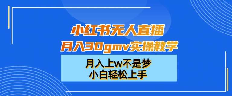 小红书无人直播月入30gmv实操教学，月入上w不是梦，小白轻松上手【揭秘】-云商网创