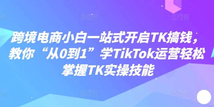 跨境电商小白一站式开启TK搞钱，教你“从0到1”学TikTok运营轻松掌握TK实操技能-云商网创