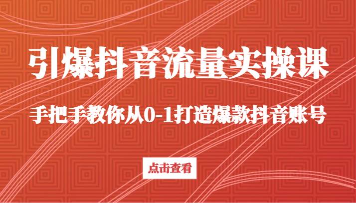 引爆抖音流量实操课，手把手教你从0-1打造爆款抖音账号（27节课）-云商网创