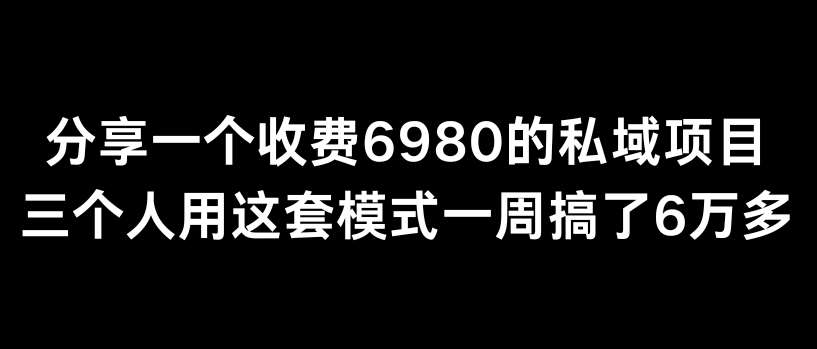 分享一个外面卖6980的私域项目三个人用这套模式一周搞了6万多【揭秘】-云商网创