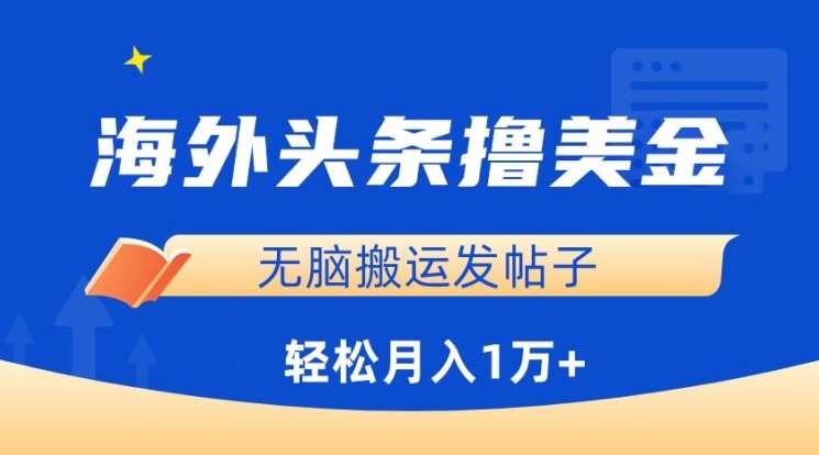 海外头条撸美金，无脑搬运发帖子，月入1万+，小白轻松掌握【揭秘】-云商网创