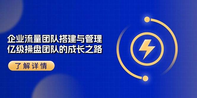 企业流量团队搭建与管理，亿级操盘团队的成长之路（28节课）-云商网创