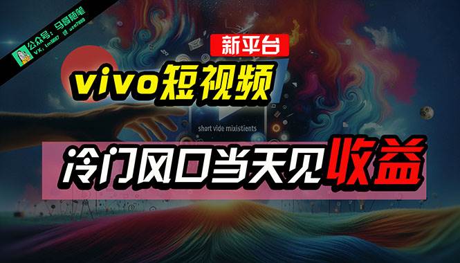全新平台vivo短视频，新风口AI混剪无脑搬运，冷门风口当天见收益，7天…-云商网创
