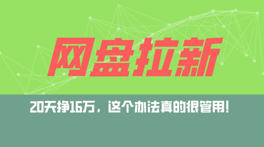 （12294期）网盘拉新+私域运营玩法，零基础入门，小白可操作，当天见效，日入5000+-云商网创