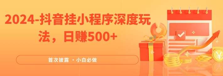 2024全网首次披露，抖音挂小程序深度玩法，日赚500+，简单、稳定，带渠道收入，小白必做【揭秘】-云商网创