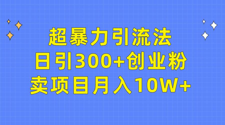 （9954期）超暴力引流法，日引300+创业粉，卖项目月入10W+-云商网创