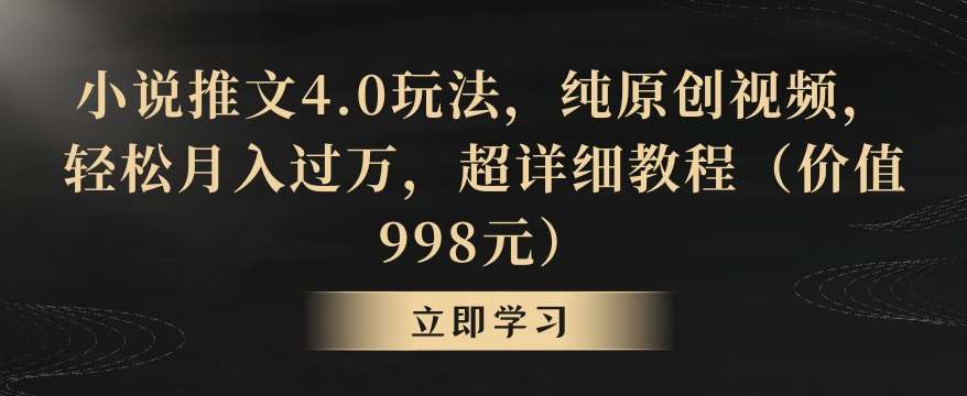 小说推文4.0玩法，纯原创视频，轻松月入过万，超详细教程（价值998元）【揭秘】-云商网创