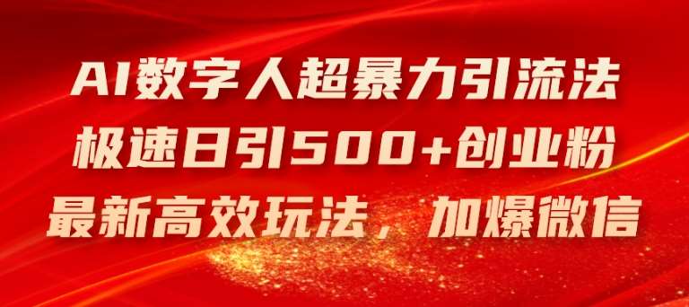 AI数字人超暴力引流法，极速日引500+创业粉，最新高效玩法，加爆微信【揭秘】-云商网创