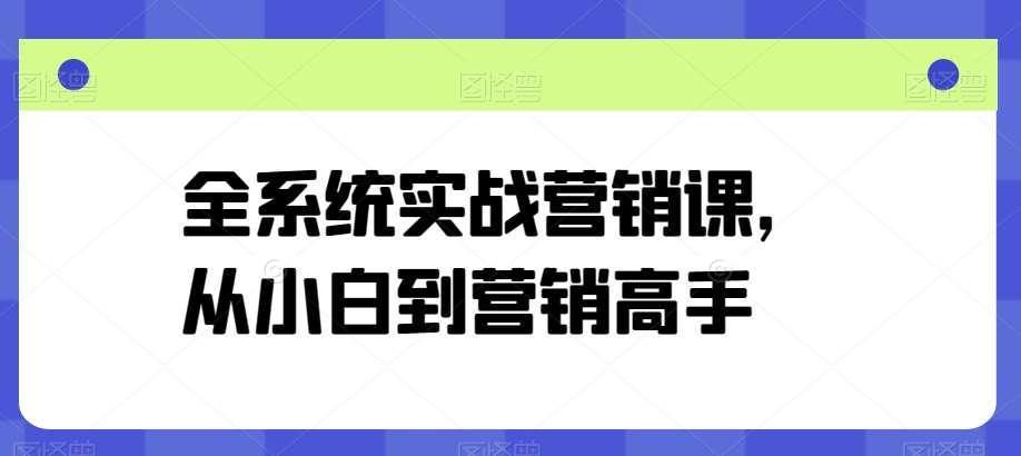 全系统实战营销课，从小白到营销高手-云商网创