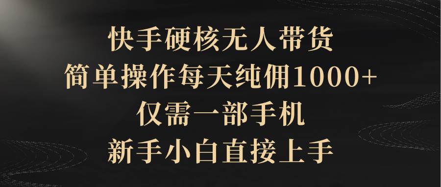 快手硬核无人带货，简单操作每天纯佣1000+,仅需一部手机，新手小白直接上手-云商网创