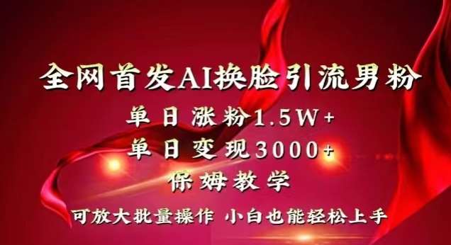 全网首发Ai换脸引流男粉，单日涨粉1.5w+，单日变现3000+，小白也能轻松上手拿结果【揭秘】-云商网创