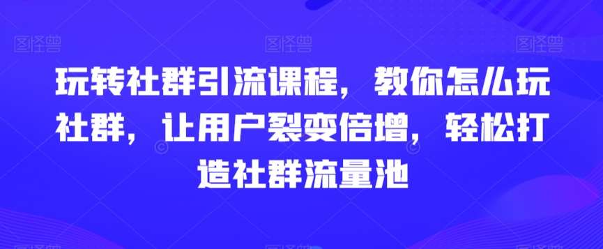 玩转社群引流课程，教你怎么玩社群，让用户裂变倍增，轻松打造社群流量池-云商网创