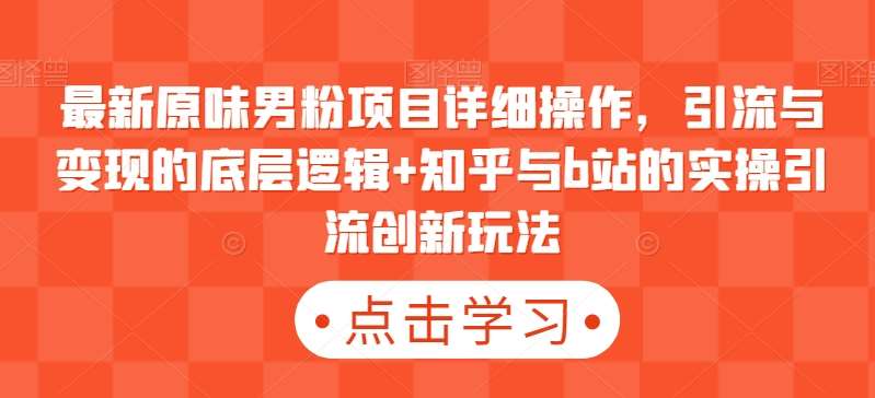 最新原味男粉项目详细操作，引流与变现的底层逻辑+知乎与b站的实操引流创新玩法-云商网创