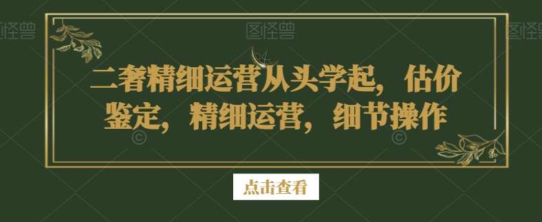 二奢精细运营从头学起，估价鉴定，精细运营，细节操作-云商网创