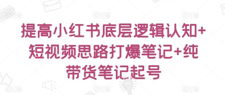 提高小红书底层逻辑认知+短视频思路打爆笔记+纯带货笔记起号-云商网创