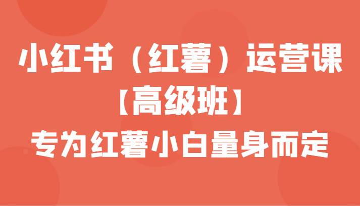 小红书（红薯）运营课【高级班】，专为红薯小白量身而定（42节课）-云商网创