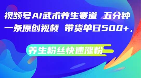 视频号AI武术养生赛道，五分钟一条原创视频，带货单日几张，养生粉丝快速涨粉【揭秘】-云商网创