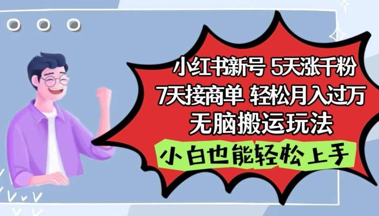 小红书影视泥巴追剧5天涨千粉，7天接商单，轻松月入过万，无脑搬运玩法【揭秘】-云商网创